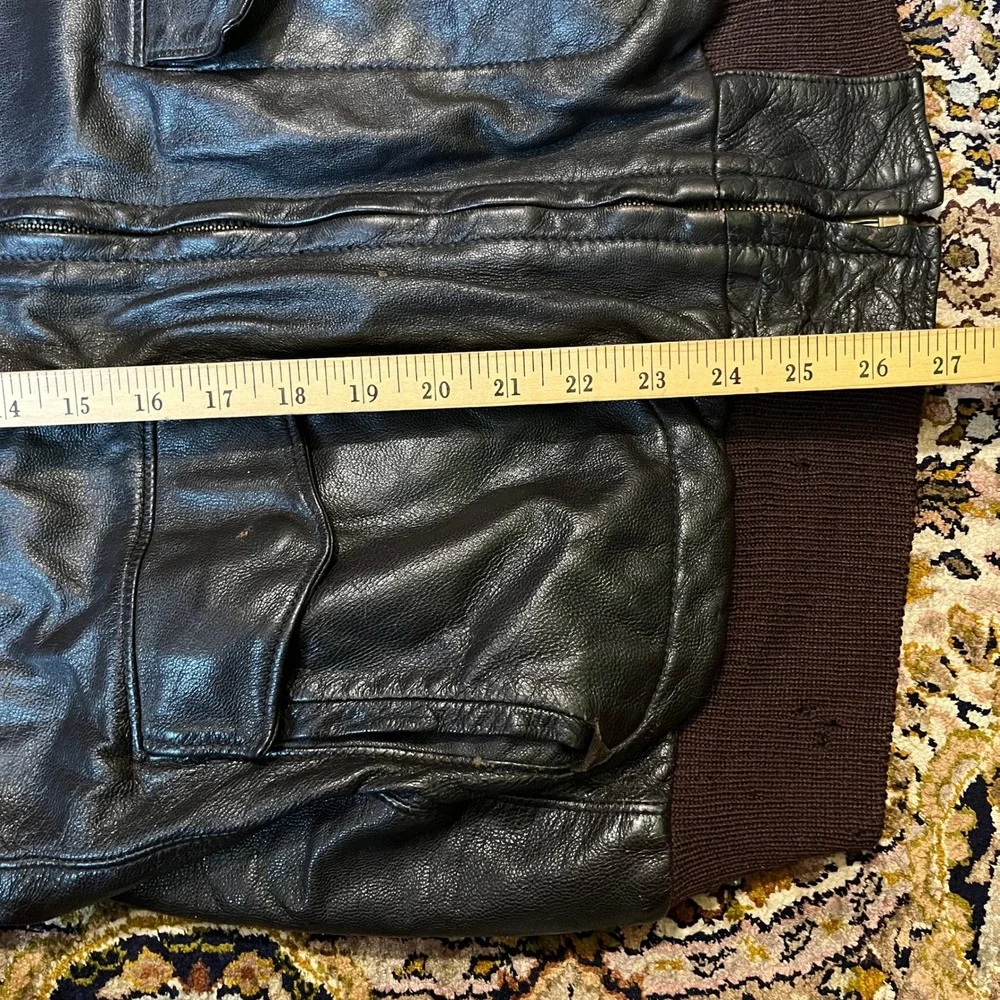 80s VTG LL Bean Leather Flight Jacket G-1 Bomber Brown Mouton Goatskin L.L. Bean